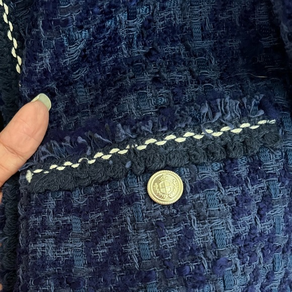 Zara Navy Tweed Blazer with Gold Buttons - Picture 9 of 10